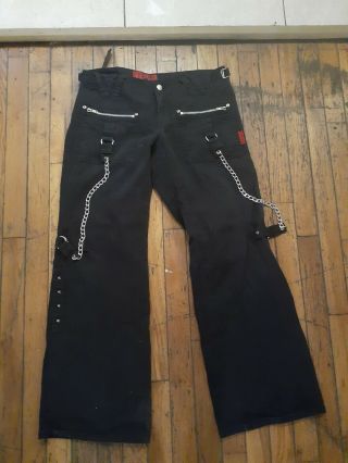 Vintage Tripp Nyc Goth Punk Black Skater Pants Chains Womans Size 7 Inseam 30