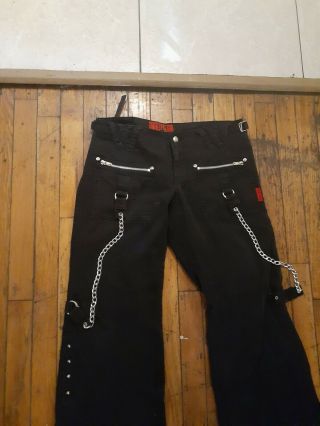 Vintage Tripp NYC Goth Punk black skater Pants chains womans Size 7 inseam 30 2