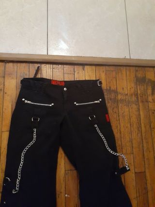 Vintage Tripp NYC Goth Punk black skater Pants chains womans Size 7 inseam 30 3