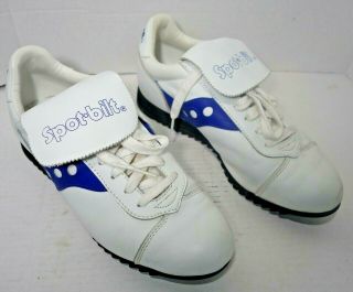 Vtg.  Spot - Bilt Coaches Coach Shoes White Blue Retro Athletic 1980 