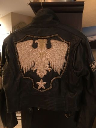 Vtg Michael Hoban Leather Jacket With Eagle Size 9/10 (m)