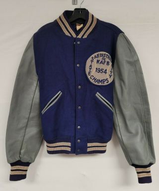 Vintage Letterman Jacket 50s Wool Leather 1954 Basketball Champs Mexico Sm