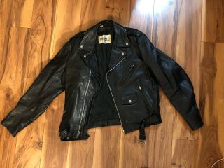 Men’s Vintage Black Leather Motorcycle Jacket By Wilson’s