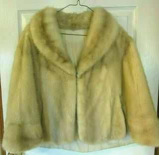 Vintage Blond Mink Fur Collared Stole Wrap,  Euc,  Bridal,  One Size
