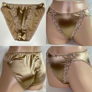 Vintage Victorias Secret Second Skin Satin Glossy Briefs High Cut Panties L 7