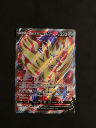 Ultra Rare Zamazenta V 196/202 Holo Full Art Pokemon Card - Near