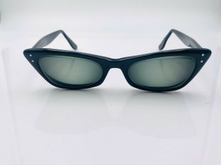 Vintage Bausch & Lomb Black Oval Horn - Rimmed Sunglasses Usa Frames Only