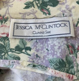 Vintage Jessica Mcclintock Gunne Sax Puff Sleeve Midi Dress Sz M Cream Floral E6 3