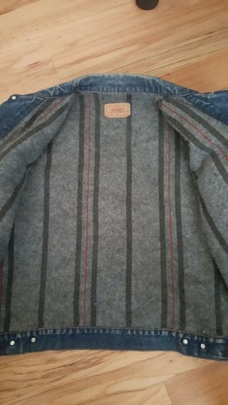 1970 ' s Levi ' s Vintage USA Blanket - Lined Denim Jacket w/ Red Tag size 46L 3