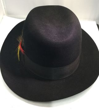 Stetson Fedora Hat Royal De Luxe Black Felt 7 3/4” Vintage 22.  75 " Inside Band
