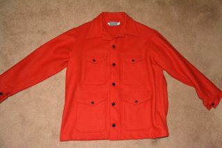 Vintage Pendleton Mackinaw Cruiser Cherry Red Wool Hunting Jacket Sz Xl