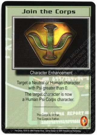 Babylon 5 Ccg Psi - Corps Promo Card Join The Corps Played