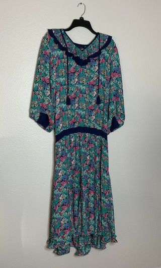 Vintage Diane Freis Stunning Ruffled Pleated Dress