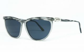 N.  O.  S.  Vintage Sunglasses Gianni Versace 488 930 Gray Black Silver Striped Frame