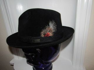 Vintage Dobbs Fur Felt Citadel Black Fedora Hat Size 7 1/4 Hunter Mt 2 " Brim Box