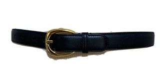 Gucci Made In Italy Vintage Belt Black Leather Withe Gold Buckle 28.  70