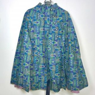 Vintage Aztec Print Cape With Matching Belt Jacket Coat Rare One Size Fits Most