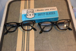 Vintage Cesco Safety Glasses 4 1/2 - 5 3/4 Pair Steampunk Box