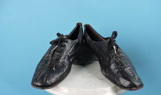 Antique 19th C Men’s Black Leather Sporting Shoes W Lacing