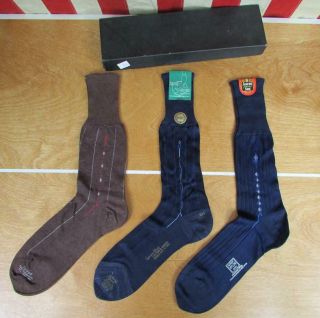 Vintage 1940s Mens Dress Socks Hose Atomic Detail 3 Pairs Nos W/box Rockabilly