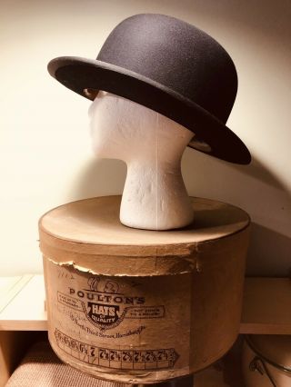 Vtg Bowler Hat Stetson Derby Black John B Stetson With Antique Box Harrisburg Pa