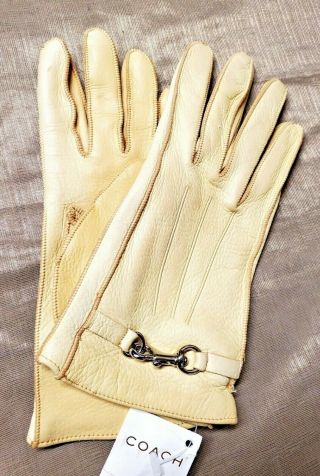 Vintage Coach Women Soft Leather Mitten Gloves 100 Silk Lining Sz 7 Italy