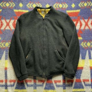 1960s Vintage Wr Derby Of San Francisco Zip Up Sweater Black Knit M