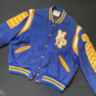 Vintage 1990 High School Band Letterman Jacket Blue And Gold Size Large