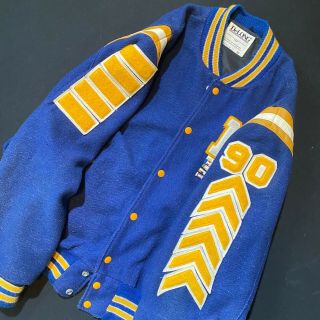 Vintage 1990 High School Band Letterman Jacket Blue and Gold Size Large 2