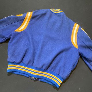 Vintage 1990 High School Band Letterman Jacket Blue and Gold Size Large 3