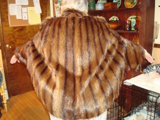 Vintage Mink Fur Stole - Cape - Wrap With Pockets Button Hooks Silk Lined