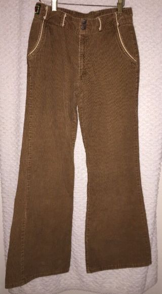 Vintage H.  I.  S Bell Bottom Corduroy Pants Size 28 " Waist/30 " Inseam Actual Size