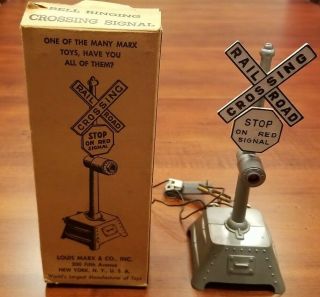 Louis Marx Bell Ringing Crossing Signal 417 O Scale Model Railroading -