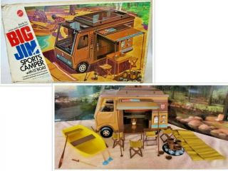 Vintage 1970s Mattel Big Jim Sports Camper W/accessories Iob Near Complete