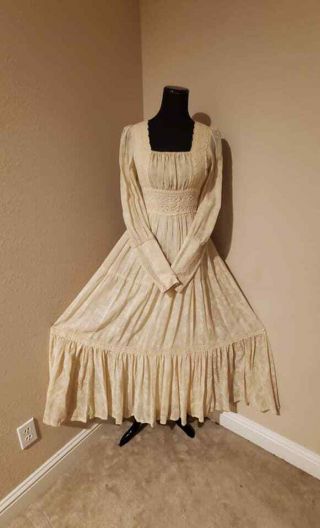 Vintage 70s 80s Gunne Sax Long Mutton Sleeve Floral Prairie Dress Maxi Length
