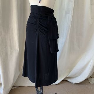 Vintage 40s Crepe Skirt With Rouching And Side Peblum Sculpted Buttons