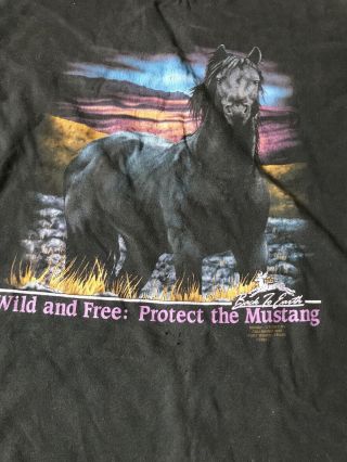 True Vintage 1992 3d Emblem Wild Mustang Horse Black Xl Shirt Usa Read