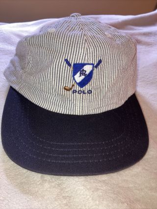 Vintage Polo Ralph Lauren Hat Cap Usa Golf Shield Badge Crest Strapback