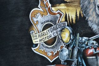 Vintage 1989 3D Emblem Wolf Harley Davidson Faded 80’s T - Shirt Made in USA 3