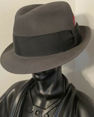 50’s Vintage Dobbs Fifth Ave Gray Fedora Hat.  Boyd’s St Louis.  Never Worn No Box