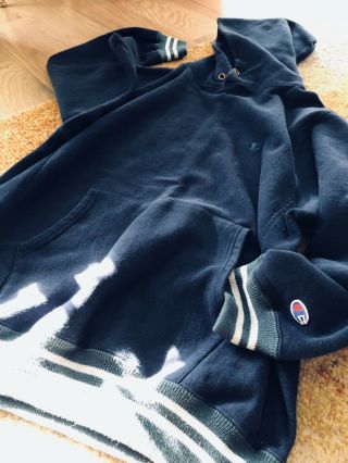 Vtg 90s Champion Reverse Weave Hoodie Sweatshirt Navy - Fits Large 90’s