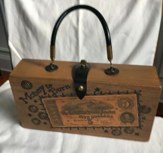 Vintage " Enid Collins " - " Money To Burn " Box Bag - Authentic