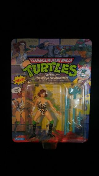 April Ninja Newscaster Playmates Tmnt Vintage 1992 Moc Mutant Turtles 5th Ann.