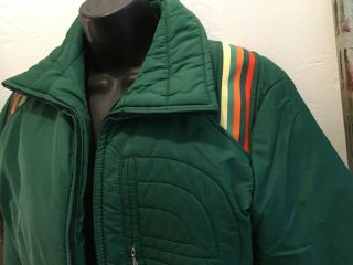 Vintage Roffe Ski Jacket 100 Down Green Rainbow Ski Bunny Snowboard Jacket