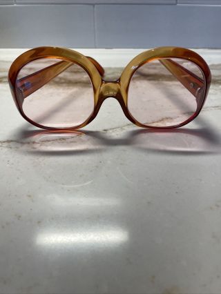 Christian Dior Vintage 1970s Oversized Orange Glasses With Cd Logo