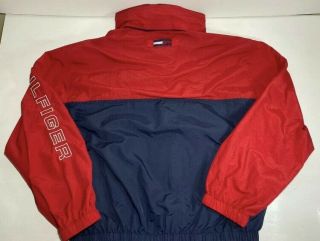 Rare Vintage 90s Tommy Hilfiger Windbreaker Hooded Jacket | Maroon / Navy Sz XL 2