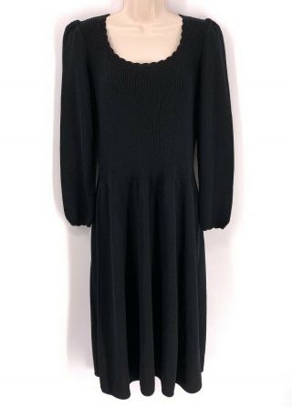 Vintage St.  John By Marie Gray Scalloped Black Santana Knit Dress Sz 6/8