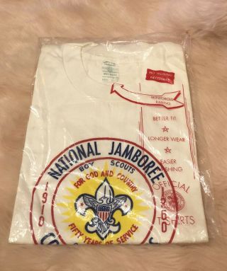 Vtg 60s BSA BOY SCOUTS NATIONAL JAMBOREE 1960 DEADSTOCK t - shirt M in package 2