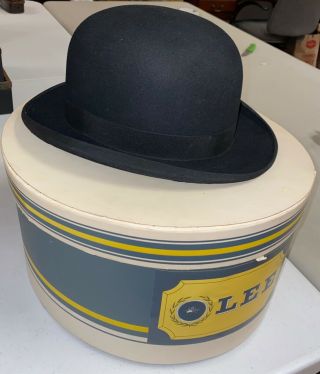 Antique Lee York Fedora Bowler Mans Hat W/ Box 7 1/4