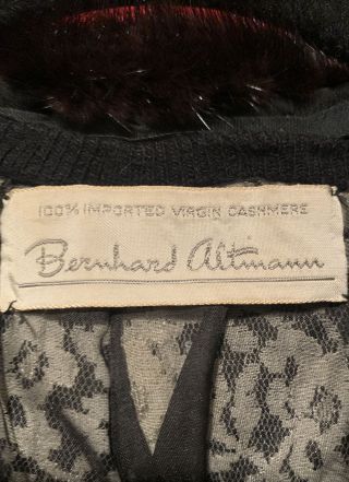 Vintage Black 100 Virgin Cashmere Sweater with Mink Fur Collar Size S/M 2